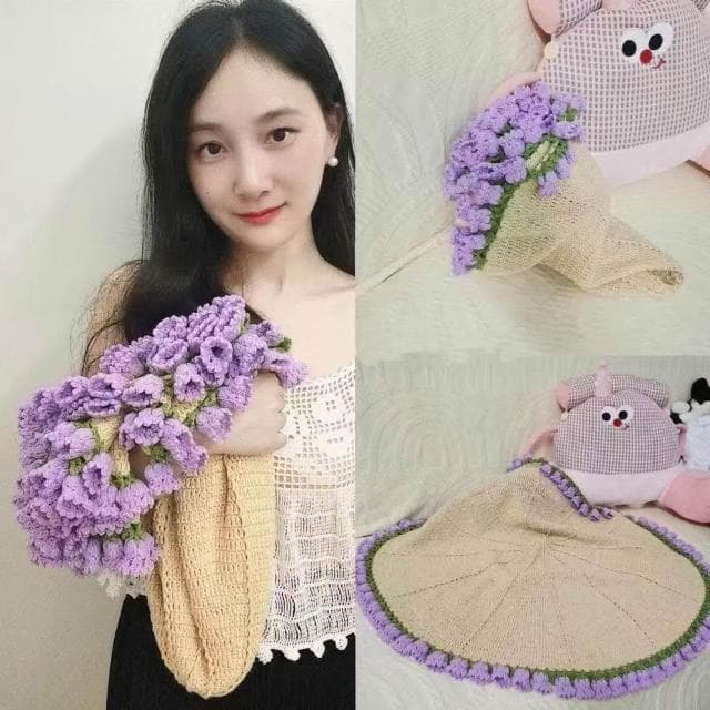 成品玫瑰花束毛毯編織花朵毯子針織成品520情人節生日禮物女生