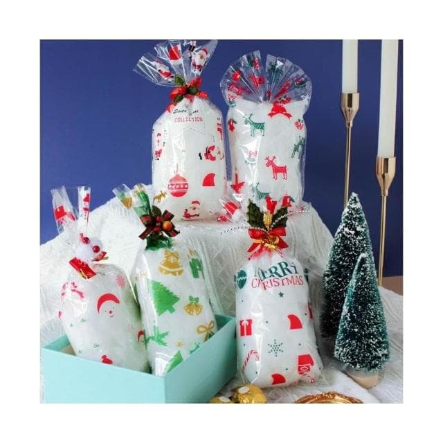 嚴選SHOP 48入 13*27cm 聖誕圖案 平口袋 聖誕禮物袋 耶誕節包裝袋 聖誕節包材 糖果餅乾袋 X179