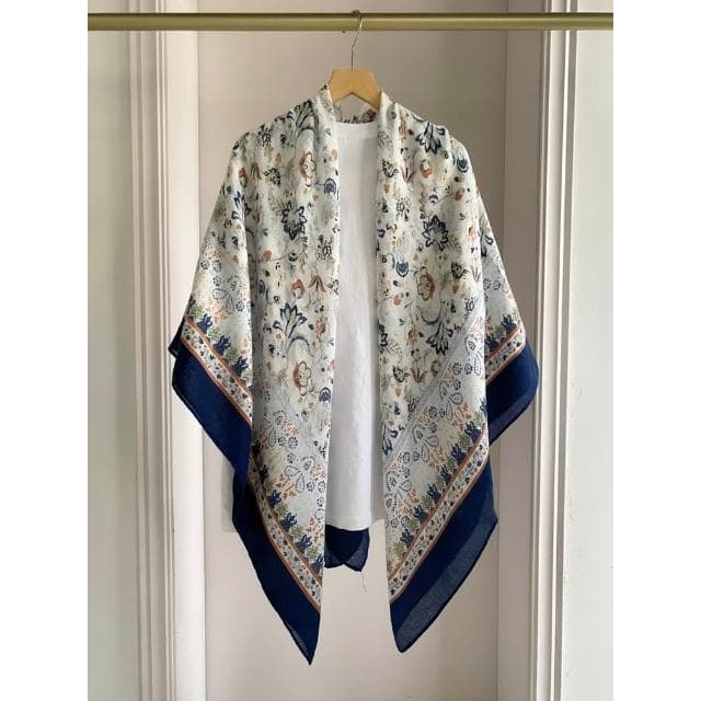 梵花 小格子亞麻圍巾女夏季新款防曬大方巾薄款絲巾空調房外搭披肩