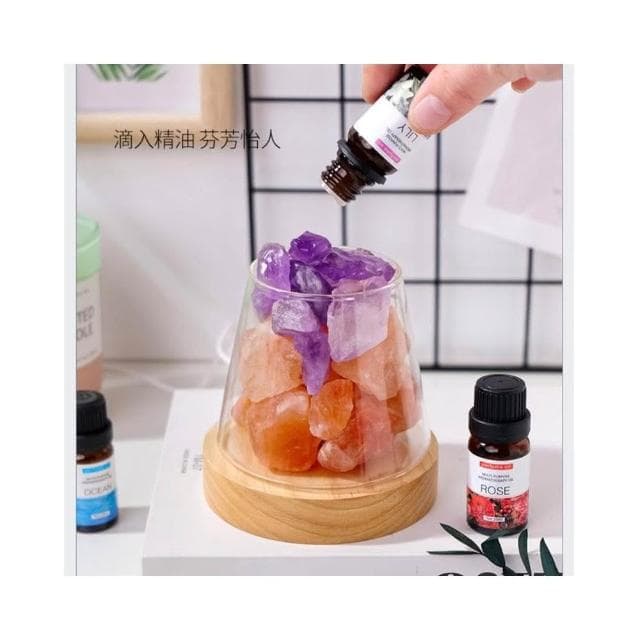 【開運堂】原礦火山杯水晶擴香燈 小夜燈底座USB燈座LED燈座 天然水晶燈 聖誕節禮物