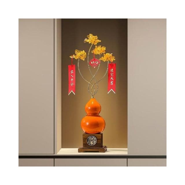 葫蘆發財樹玄關擺件新中式客廳電視櫃展示櫃招財高檔裝飾喬遷禮物