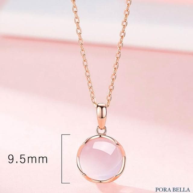 【Porabella】S999純銀粉晶項鍊 粉水晶項鍊招桃花好運吊墜純銀項鍊 愛情之石S999項鍊 Necklace