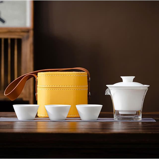 羊脂玉旅行茶具組 /附旅行收納盒(旅行茶具 隨身泡茶組 泡茶 簡易泡茶 茶器套組)