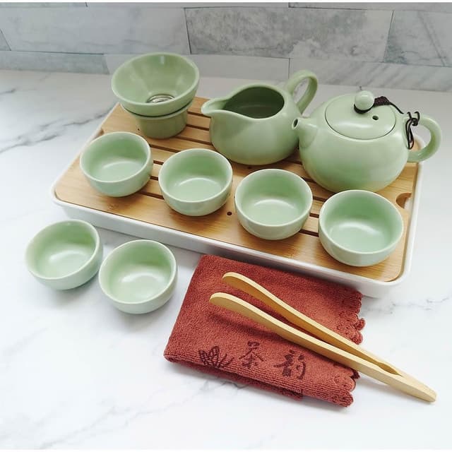 汝窯旅行茶具套組 /附收納盒(泡茶杯 旅行泡茶 茶杯 茶器套裝組)