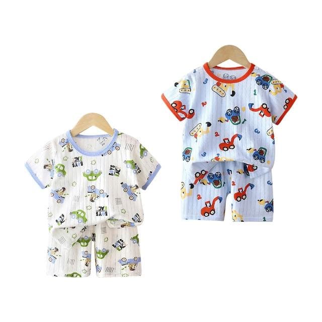 【JoyBaby】短袖上衣+短褲童裝組 純棉極薄肩扣 透氣上衣 寶寶開檔褲 短褲 兒童短袖睡衣