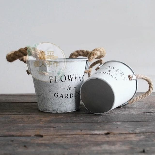 【璟采職人】園藝盆器 多肉植物 作舊鐵桶 室內擺飾 多肉盆器 永生花花器 乾燥花花器 造型花盆 盆栽花器 花禮 送禮