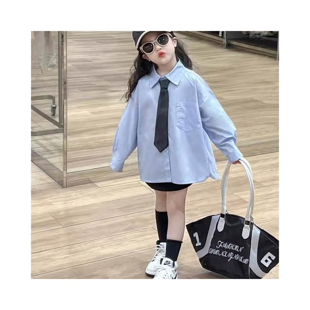 【Arbea】【Arbea】兒童長袖領結襯衫春秋新款休閒上衣學院風韓版男女童襯衫【C1202】