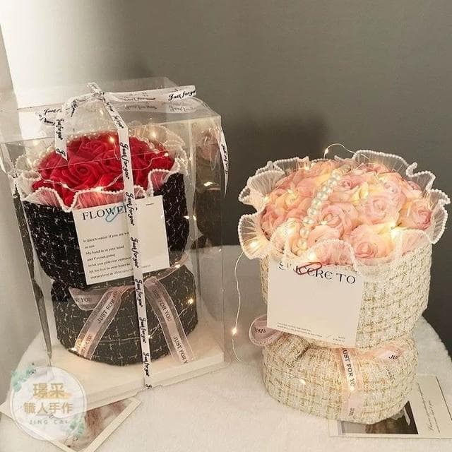 【璟采職人】台灣現貨 成品 香皂玫瑰花束 玫瑰花束 小香風花束 情人節禮物 求婚 香皂花束 永生花 不凋花 花束成品