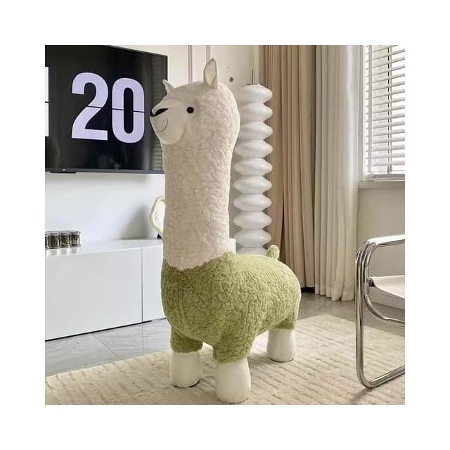 免運 網紅創意大號羊駝凳子 客廳落地擺件 毛絨動物座椅 搬家禮物 喬遷新居禮物