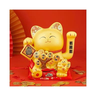 招財貓擺件搖手店鋪開業家居裝飾品陶瓷金色新年送禮高檔商務禮品