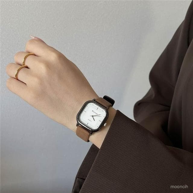 偉偉有道 手錶男女學生輕奢高級感小衆韓版簡約氣質休閒百搭方形複古石英錶