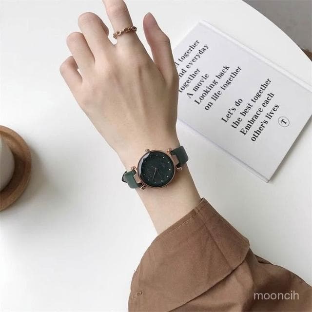 偉偉有道 手錶女款學生簡約潮流ins風小衆輕奢滿天星設計高級感女士僊女錶