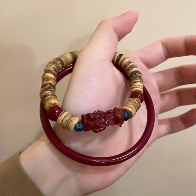 🎗飾間首飾鋪 硃砂串珠手鍊首飾手串高級感復古疊戴手鍊飾品