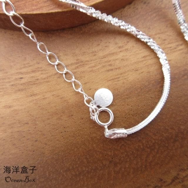 【海洋盒子】40+5cm。1.5mm寬雙鍊層次雪花設計925純銀項鍊.單鍊子.可單戴或加吊墜.