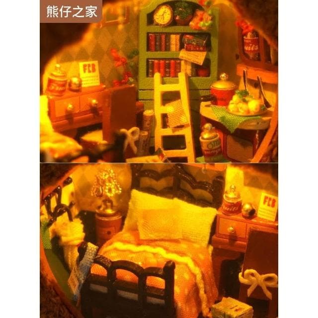 熱銷 diy小屋 熊仔手工迷你房子 微縮場景模型 積木玩具擺件女孩生日禮物