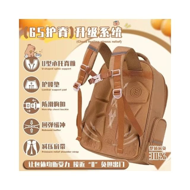 高颜值新款卡皮巴拉书包儿童水豚护脊背包双肩包耐脏减负小学生大容量毕业礼物一二三到五年级男女孩