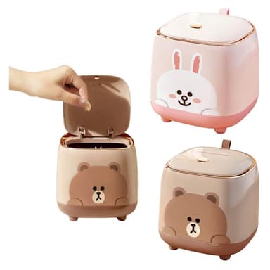【LINE FRIENDS】桌面垃圾桶 正版授權 熊大 兔兔 垃圾桶 收納桶 按壓 家用 房間 浴室 辦公小物 餐廚 送禮 生日 禮物 交換 聖誕