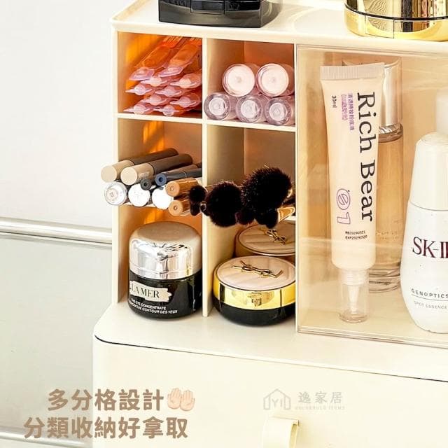 透明可視化妝箱 保養品收納盒 多層收納盒 桌面置物櫃 抽屜式彩妝櫃 桌上美妝箱 ins化妝品收納盒 韓系梳妝櫃