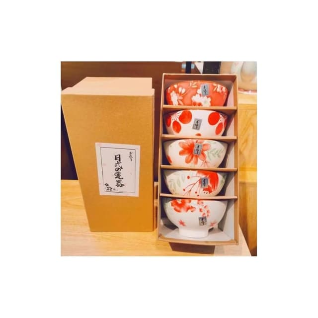 台灣現貨  日式 手繪 家用 碗具 餐具 套裝 陶瓷 飯碗禮盒 伴手禮 禮品 五碗禮盒 滿月 喬遷 開業 送禮 春節