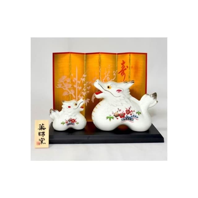 【日本藥師窯】日本 藥師窯 親子長壽吉祥龍 松竹梅 龍年限定 手工陶製 擺飾 紀念品 禮物 過年 etoya 77