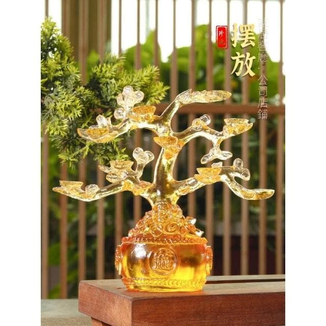 琉璃工藝品發財樹擺件招財水晶搖錢樹辦公室桌面裝飾開業禮物高檔