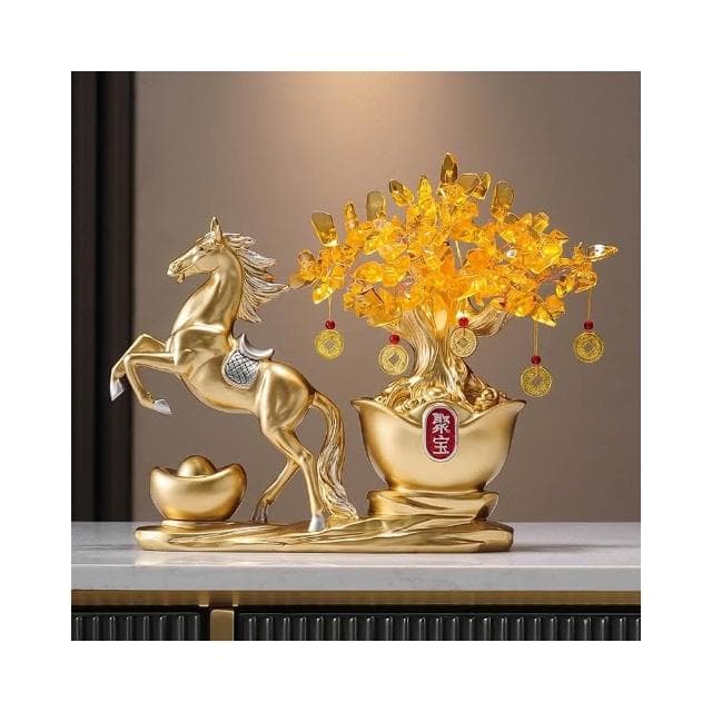馬到成功發財樹搖錢樹擺件客廳辦公室高檔招財馬裝飾喬遷開業禮品