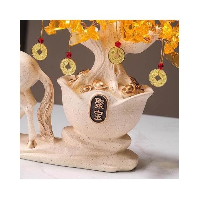 馬到成功發財樹搖錢樹擺件客廳辦公室高檔招財馬裝飾喬遷開業禮品