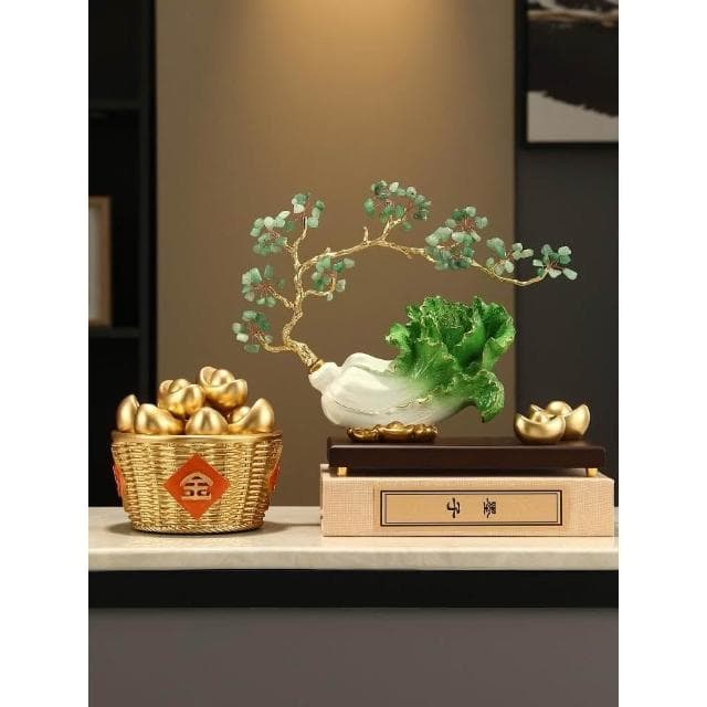 白菜擺件高端款客廳玄關招財開業禮品百財酒櫃裝飾品喬遷開店禮物