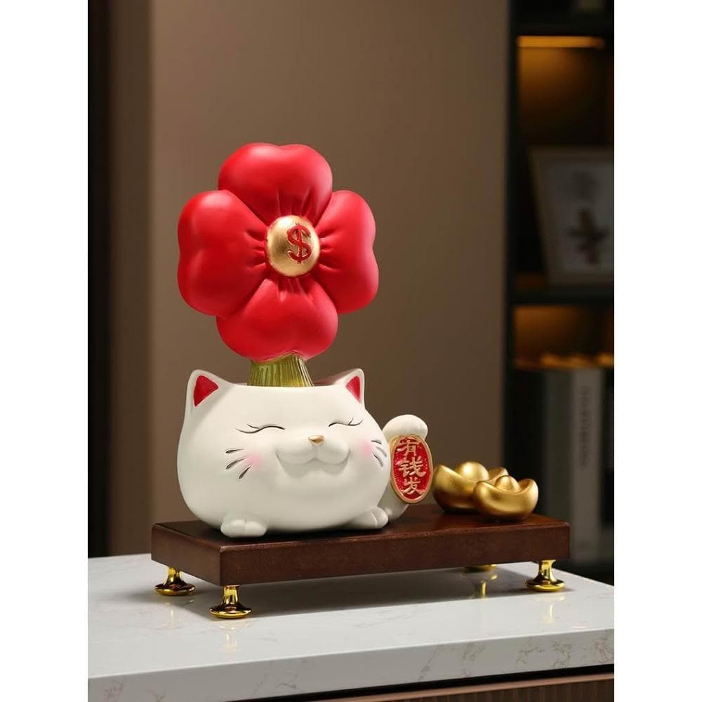 有錢花招財貓擺件辦公室桌面裝飾可愛喬遷新居禮物男女生生日禮品