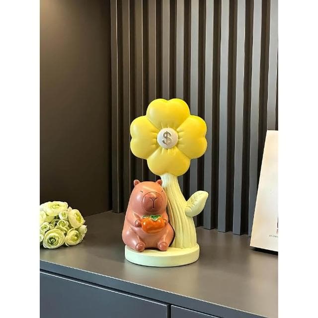 創意卡皮巴拉有錢花擺件招財辦公室喬遷開業大吉禮物高檔裝飾禮品