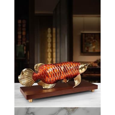 全銅金龍魚擺件客廳送老闆辦公室桌面裝飾品店鋪前臺喬遷開業禮品