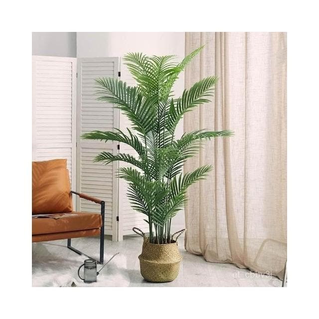 新品💕散尾葵仿真綠植 客廳室內落地盆栽輕奢大型仿生植物 裝飾擺件樹假花 假植物落地擺件居傢裝飾 仿真植物