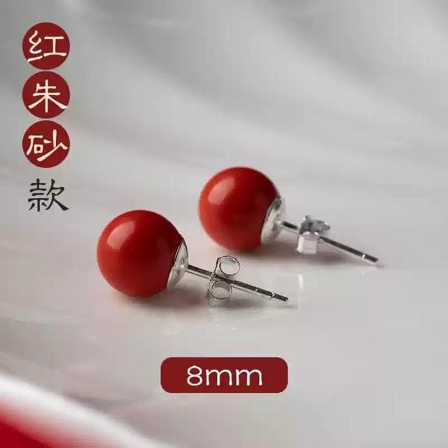 【米蘭精品】現貨+預購 硃砂耳環925純銀耳針-轉運除穢淨化招財開運輕奢紅色原礦紅硃砂74lh9