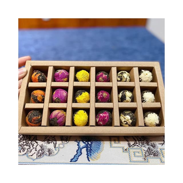 HanNaMiChan【店長推薦伴手禮】批髮雲南普洱茶葉2024年龍珠花茶生茶散茶喬木沱茶花茶禮盒裝18顆