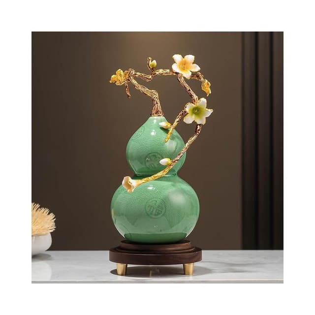琺瑯彩蘭花葫蘆擺件高檔客廳酒櫃辦公室裝飾品喬遷新居禮品
