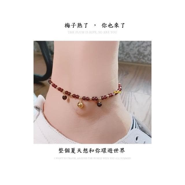 【開運堂】腳鏈 ３ｍｍ石榴石腳鍊女轉運招財健康女士閨蜜禮物水晶腳鏈