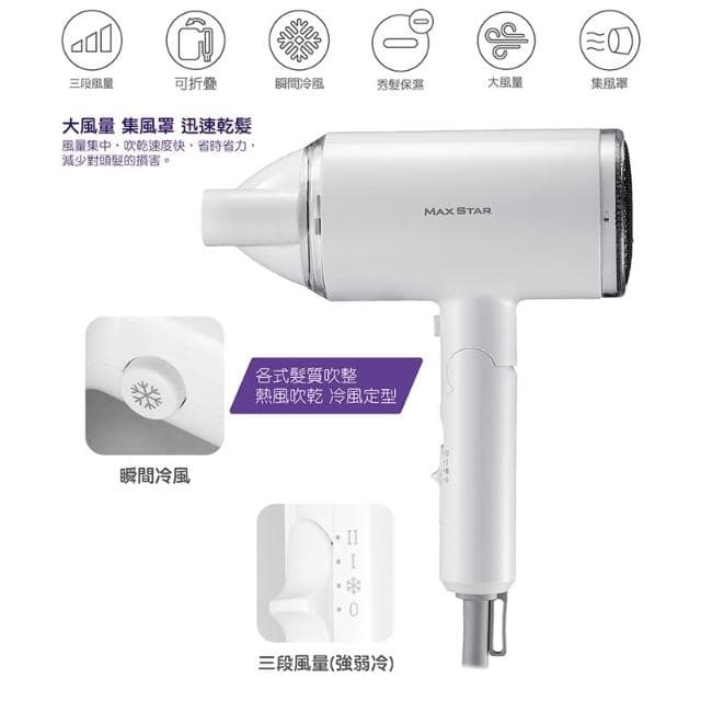 【太星電工】MAX STAR負離子時尚吹風機 (1400W) HN1400