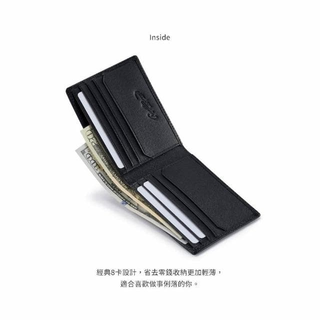 【Crocodile】鱷魚皮件 男生短夾 真皮皮夾 情人節禮物 8卡夾 雙鈔票 維也納Wien 2.0系列-0103-11304