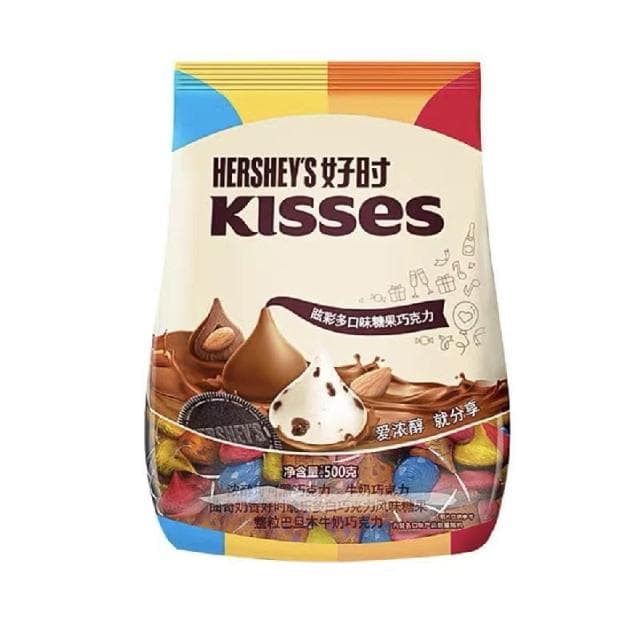 HanNaMiChankisses好時巧克力之吻水滴炫彩牛奶袋裝純可可混合口味散裝巧克力