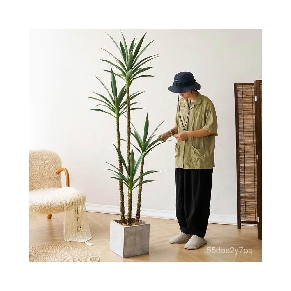 可開發票 北歐仿真劍麻鐵樹植物仿真盆栽裝飾假綠植室內辦公室商場落地擺件