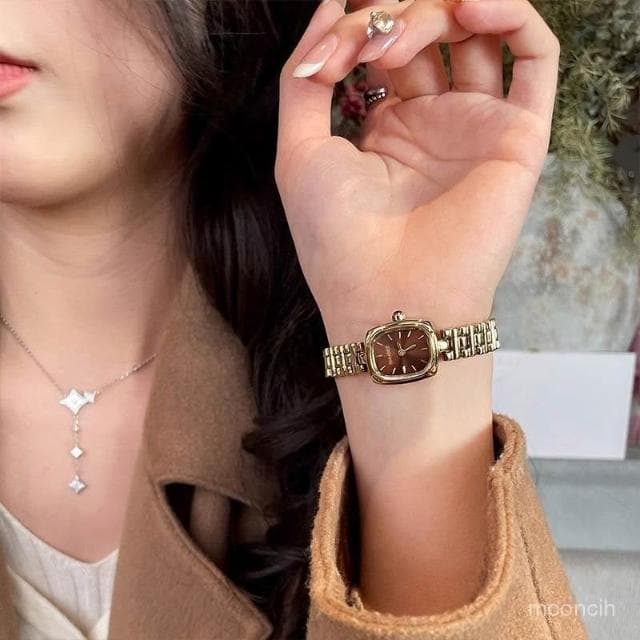 偉偉錶錶 手錶女款小衆輕奢高級感小巧奢華複古小金錶手鏈款防水石英腕錶