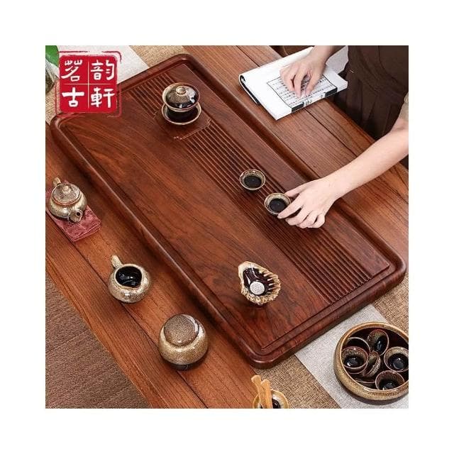 實木茶盤家用整塊長方形簡約功夫茶具套裝排水中式新款客廳泡茶臺