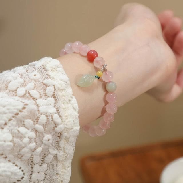 🎗飾間首飾鋪 粉紅水晶手鍊首飾粉紅水晶手飾手串小眾古風飾品