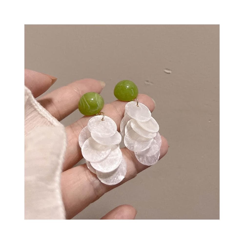 🎗飾間首飾鋪 酪梨綠色耳環首飾適合夏天的貝殼耳飾爆款飾品