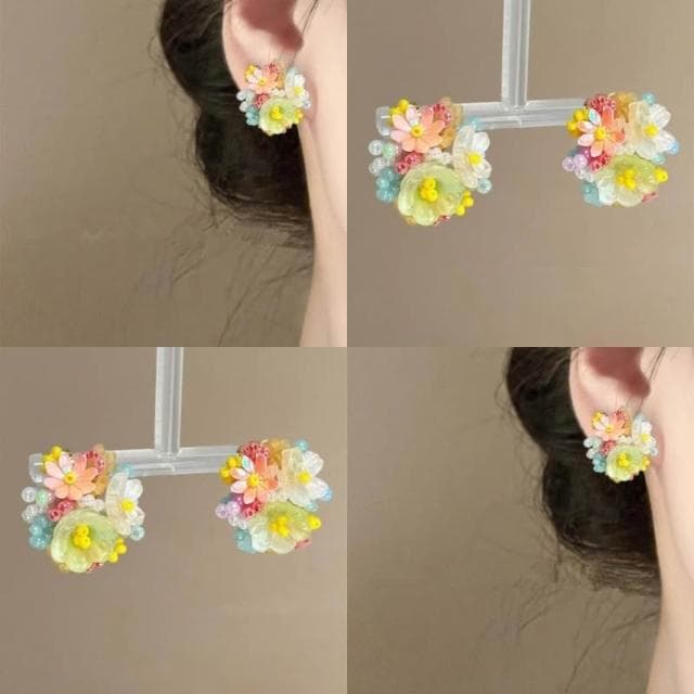 🎗飾間首飾鋪 度假風立體花朵耳環耳飾多巴胺春夏串珠首飾飾品