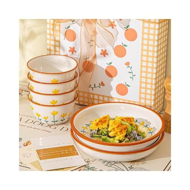 小慕Kogure 碗具 陶瓷釉下彩禮物 山菊花陶瓷碗餐具 喬遷禮品碗商務活動禮品