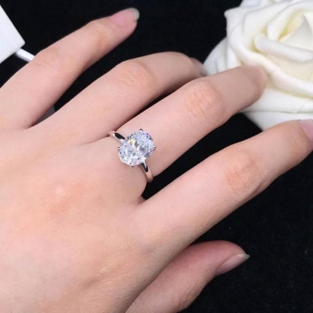 【米蘭精品】現貨+預購 頂級莫桑鑽石戒指925純銀戒指婚戒女鑽戒子求婚戒情人節禮物(高級小橢圓四爪74lp11)