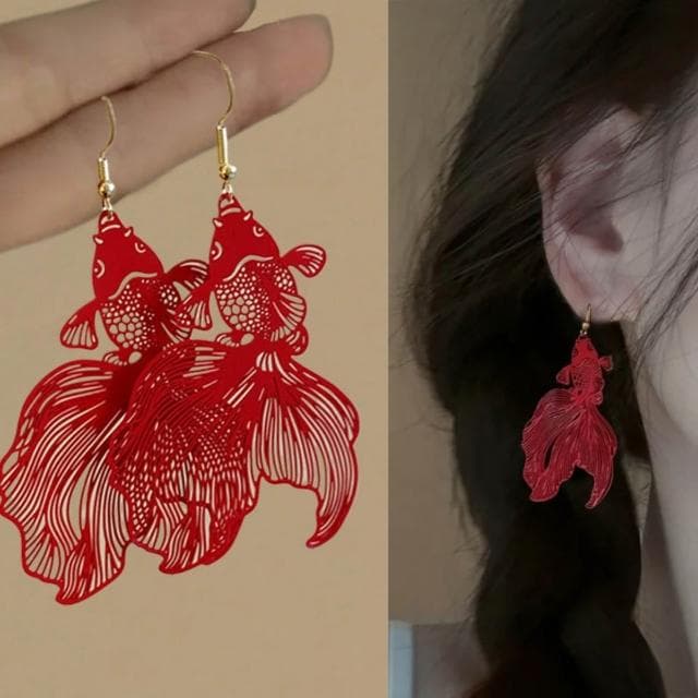 🎗飾間首飾鋪 古風錦鯉耳環飾品中式漢服配件耳飾復古小眾個性耳墜首飾