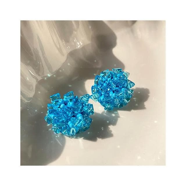 🎗飾間首飾鋪 黃色串珠編織繡球耳環飾品高級感首飾春日度假耳環耳飾