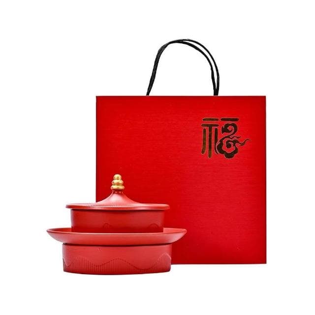 紅色陶瓷果盤禮盒新婚禮物回禮伴手禮瓷盤禮盒裝